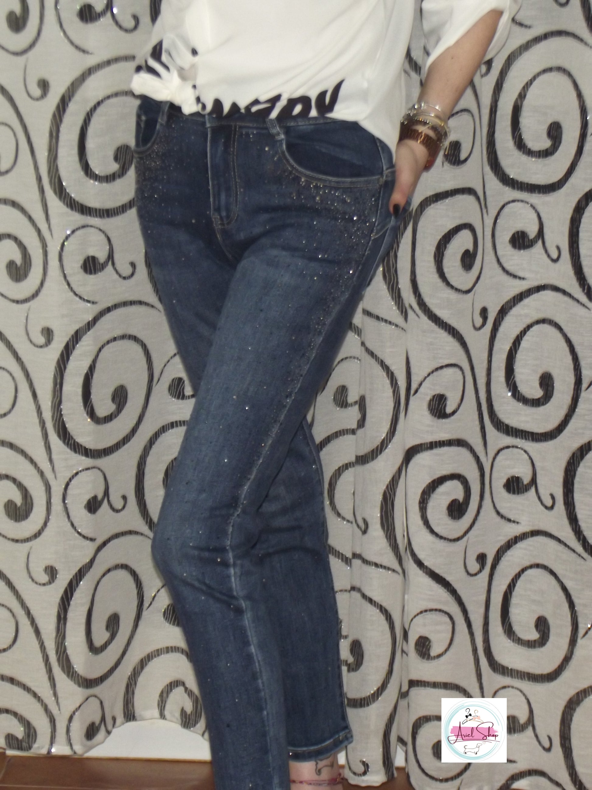 Jeans con strass
