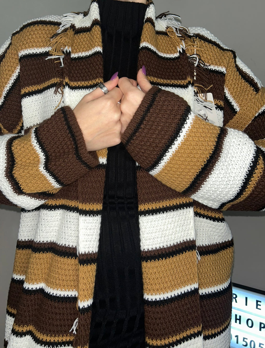 Cardigan lungo a righe