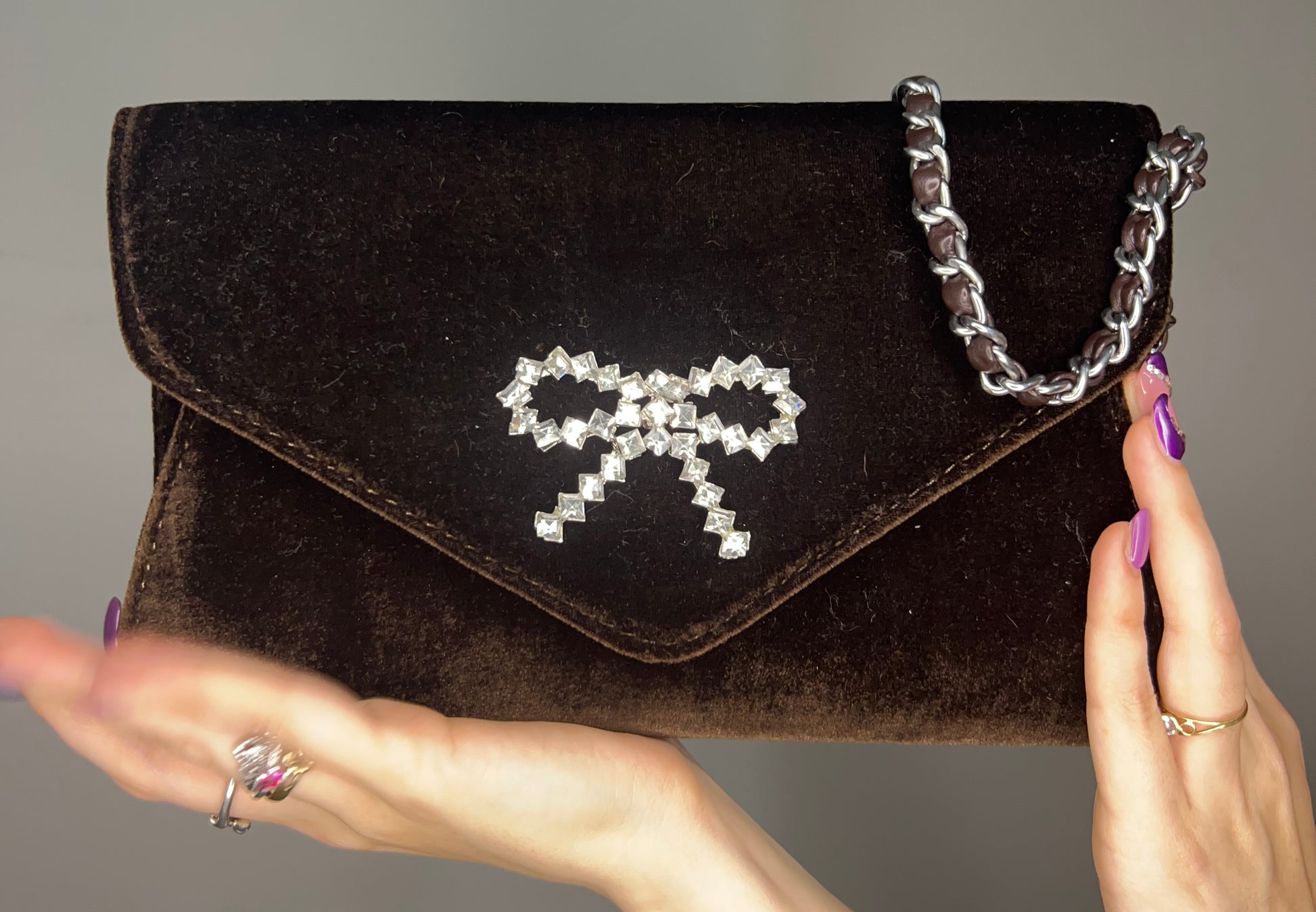 Borsa in velluto cioccolato