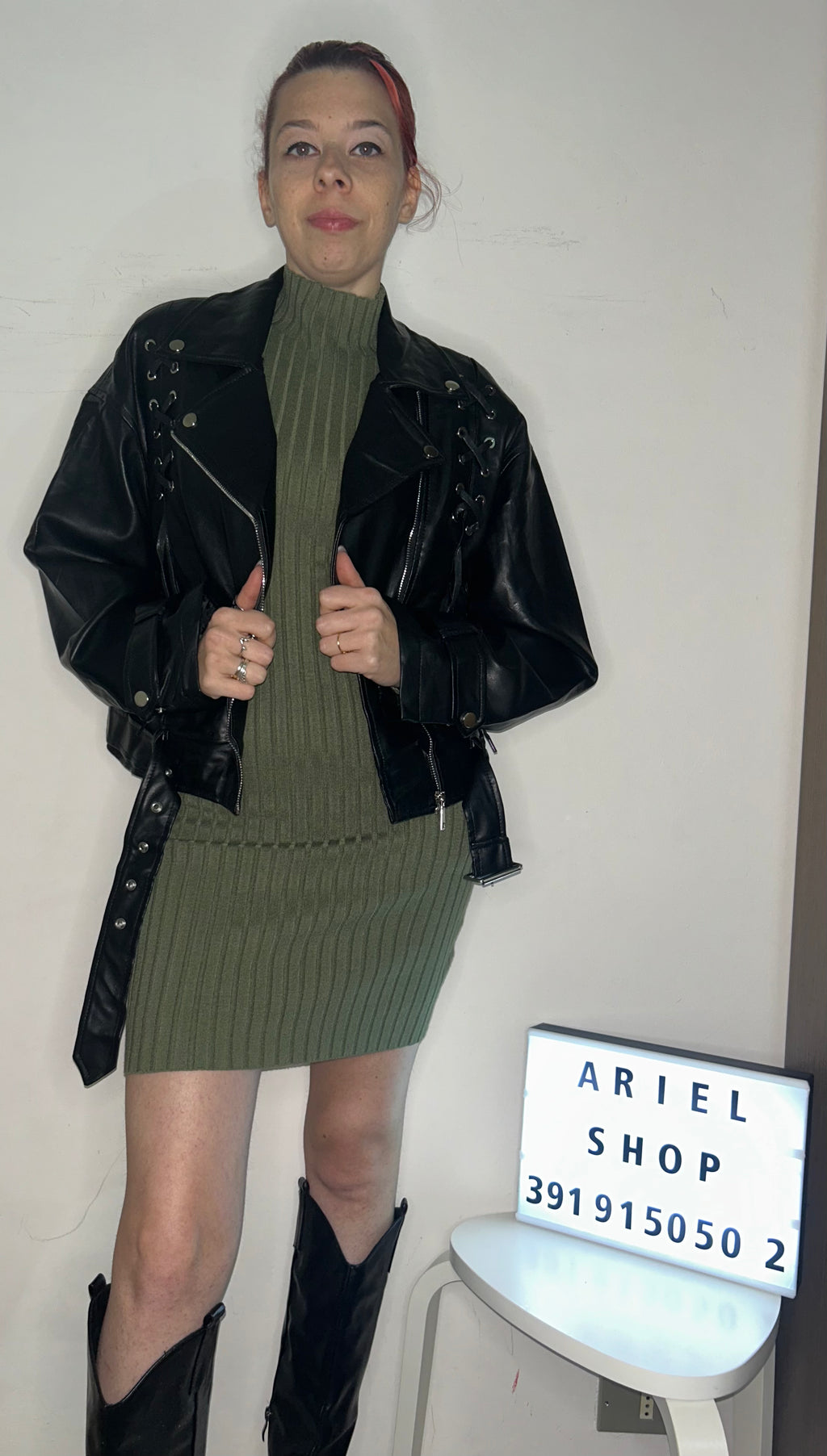 Giacca Biker in Ecopelle con Lacci Laterali