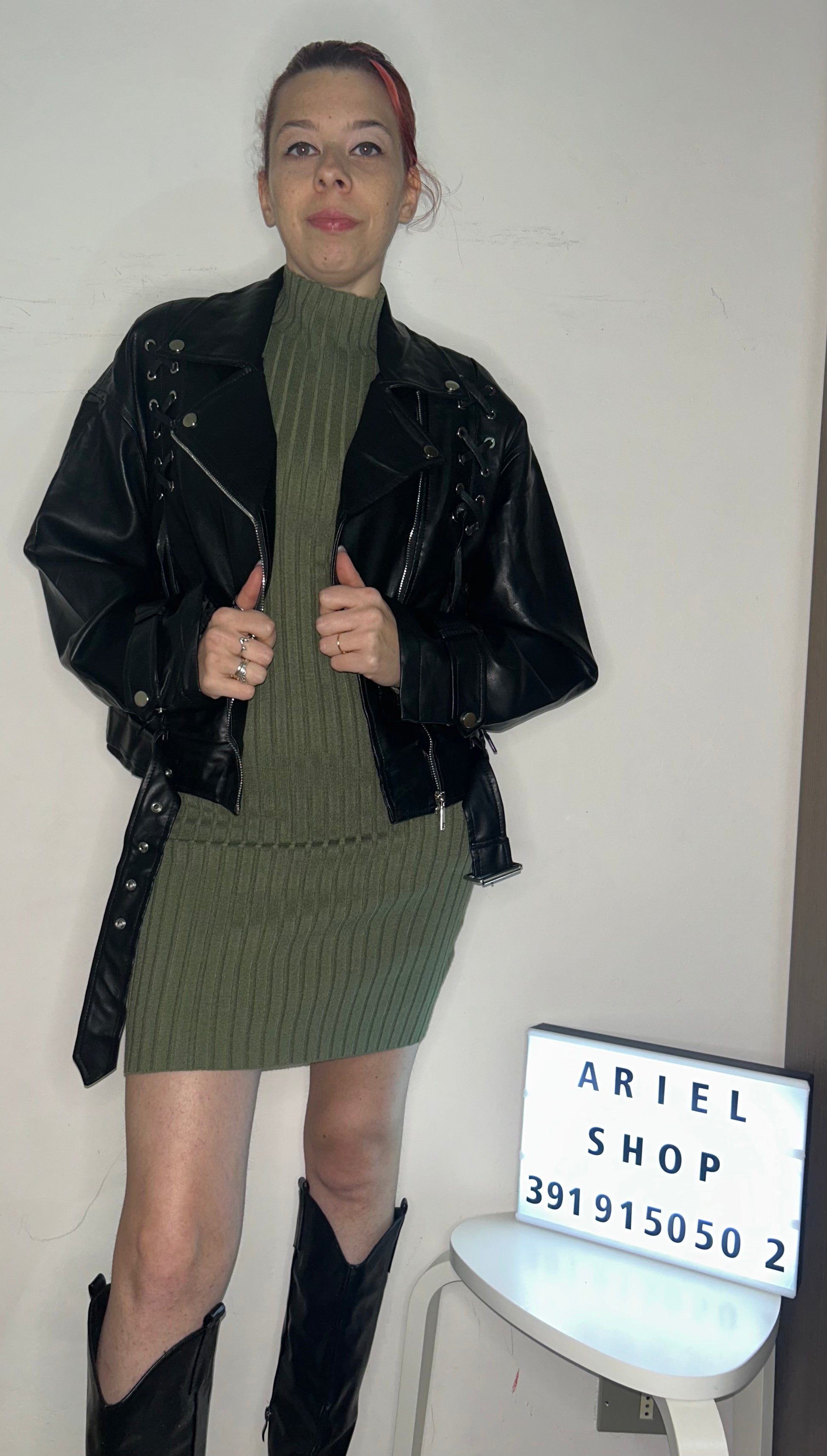 Giacca Biker in Ecopelle con Lacci Laterali