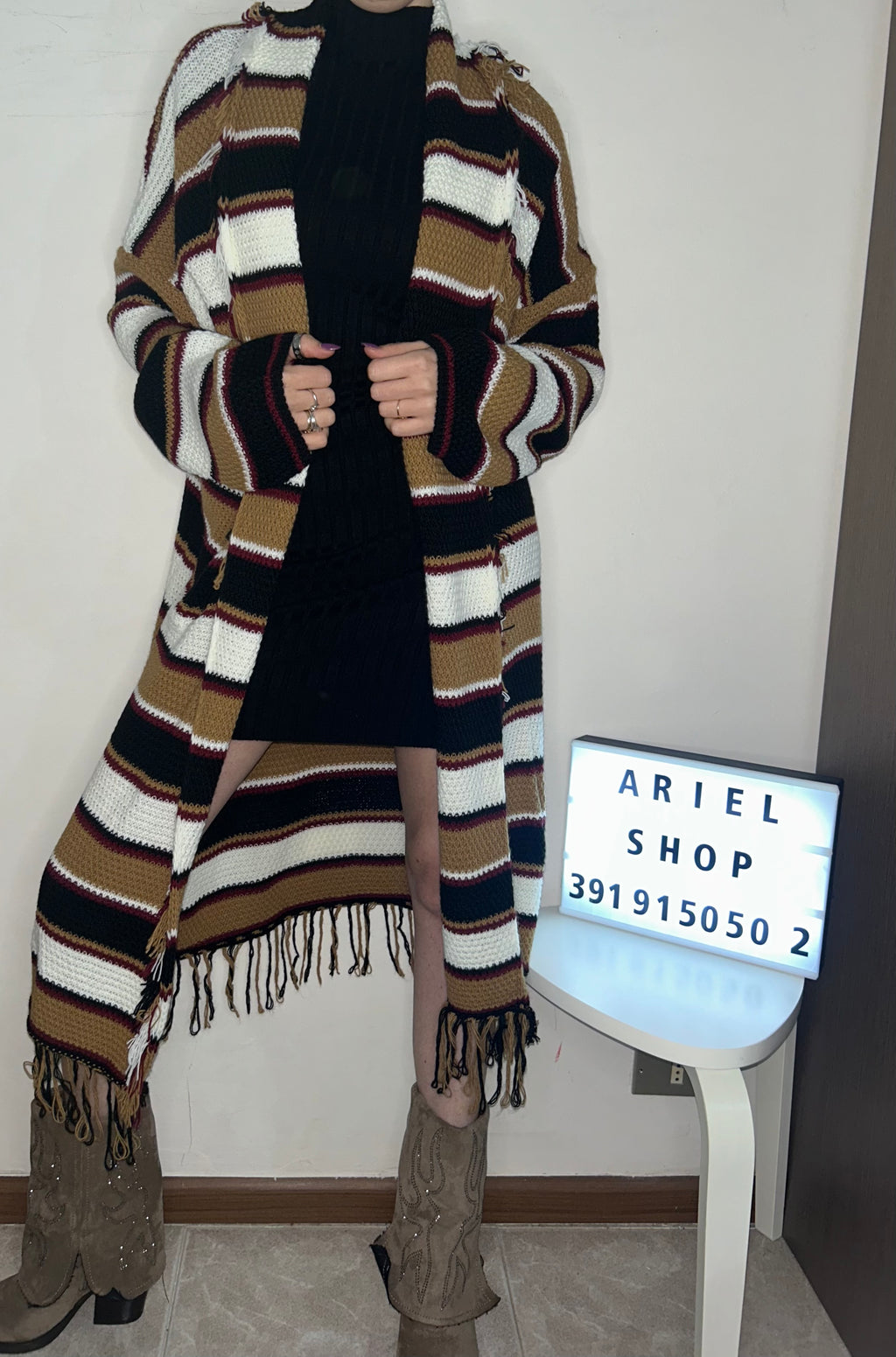 Cardigan lungo a righe