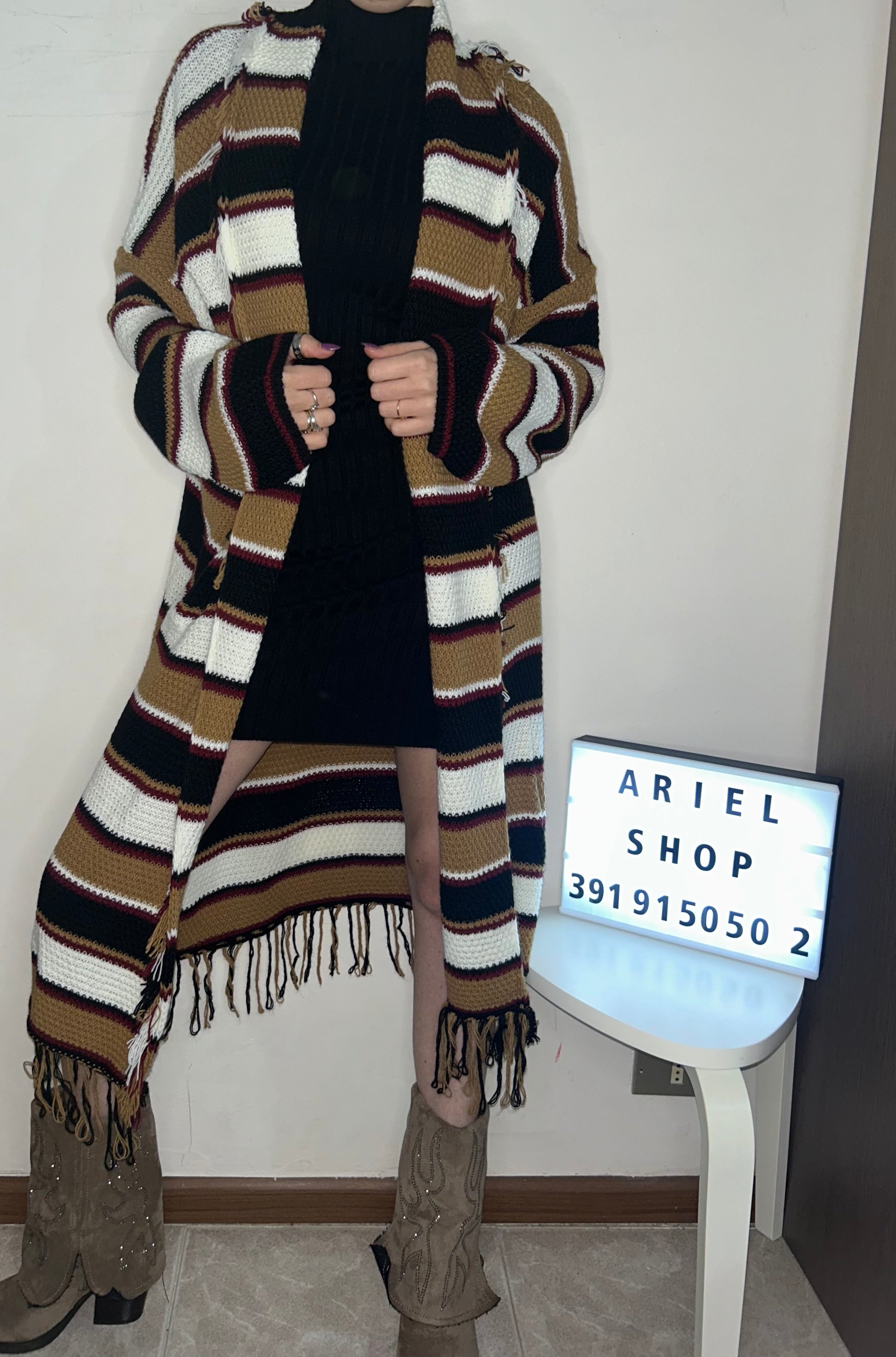 Cardigan lungo a righe