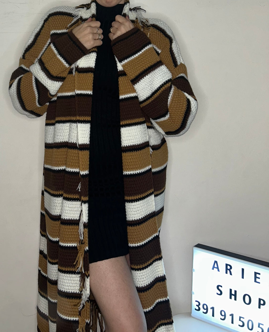 Cardigan lungo a righe