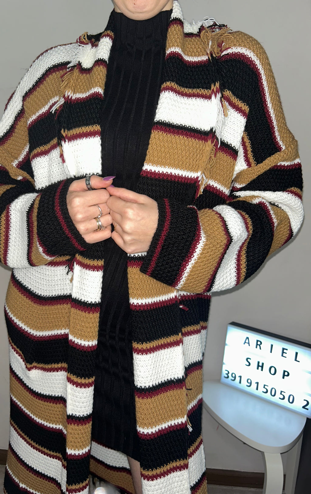 Cardigan lungo a righe