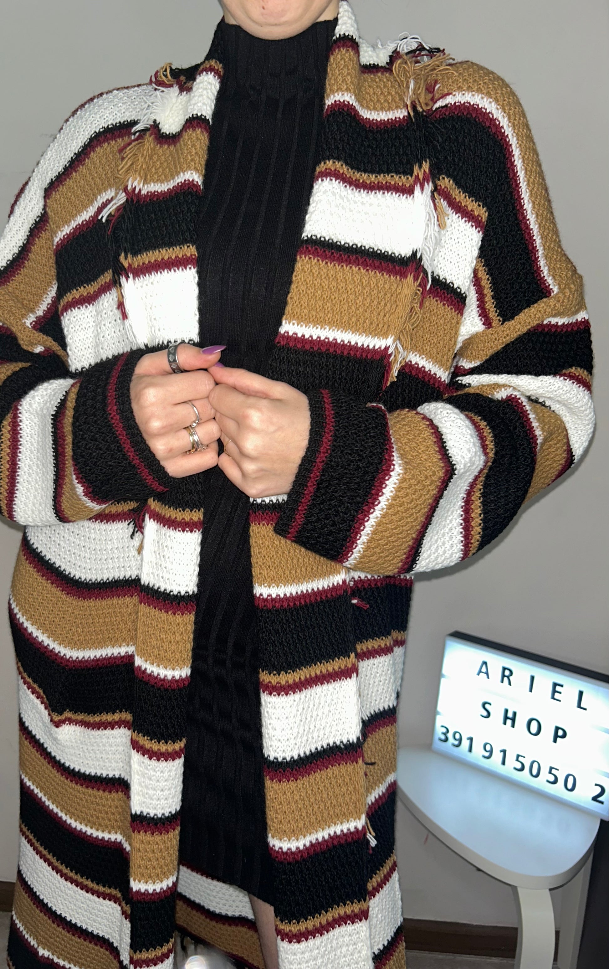 Cardigan lungo a righe