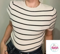 T-shirt in maglia elasticizzata a righe