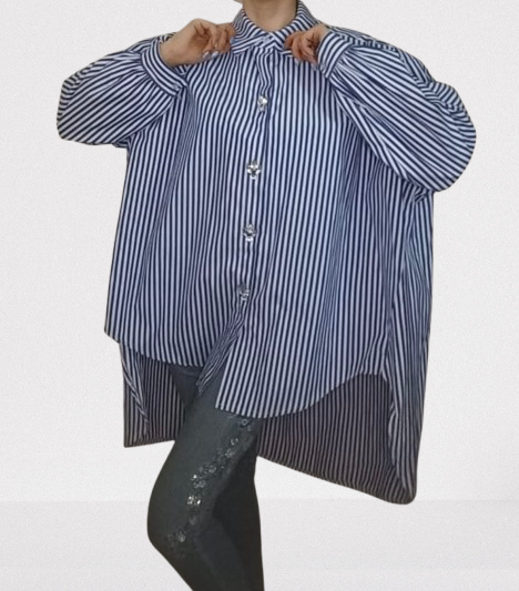 Camicia  a righe con strass