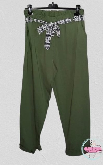 Pantalone verde militare con cintura